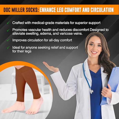 Doc Miller Compression Calf Sleeve for Men & Women, 20-30mmHg - color: Chocolate, size: Small REGULAR