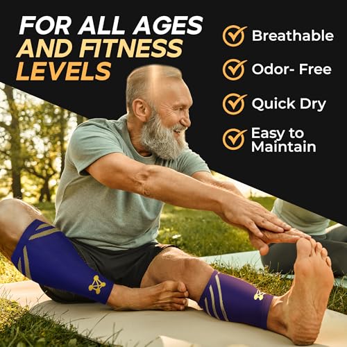 CopperJoint Calf Compression Sleeve for Men & Women, Blue, XLarge, Firm Fit - color: Blue, size: X-Large