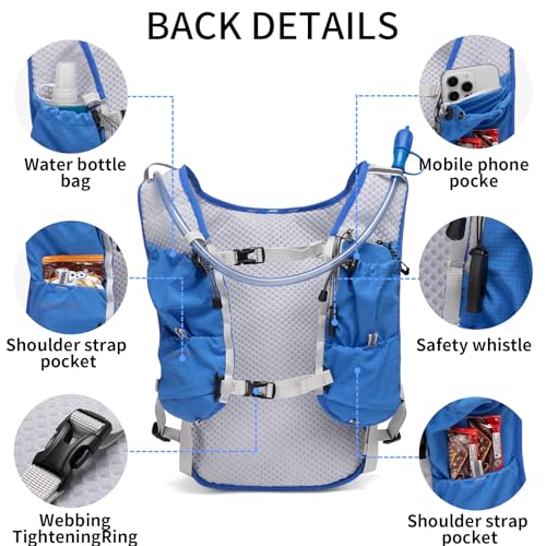 Carey Sten Lightweight Hydration Backpack Running Vest with 1.5L Water Bag - color: Blue