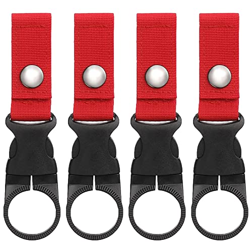 Gecko Travel Tech Water Bottle Holder, Clip on Water Bottle Holder for Hiking - color: 4 PACK - FALL RED