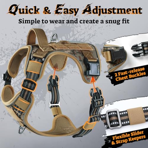 rabbitgoo Tactical Dog Harness Medium Sized, No Pull Service Pet Vest - color: Desert Camo, size: M(chest:20.1"-33.9",neck:17.7"-22.3",back:7.5")