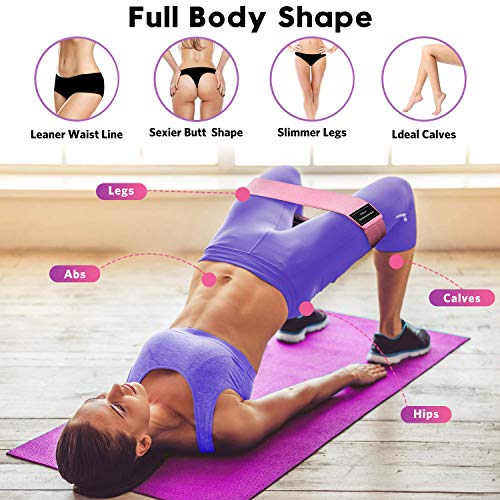 Fabric Resistance Bands for Working Out, 3-Set Exercise Loops for Home Gym - color: Pink