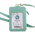 bolimoss 2-in-1 ID Badge Holder with Lanyard Wallet,Vertical ID Badge Card Holder with 1 Clear ID Window, 4 Credit Card Slots, 1 Side Zipper Pouch, Detachable Wristlet & Neck Lanyard (Green) - color: Green