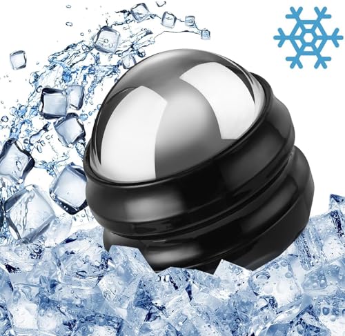 Cold Massage Roller Ball, Stainless Steel Massage Ball for Cold & Heat Therapy Relief, Roller for Muscles Deep Tissue, Free Rolling Removable Gel Ball for Pain Relief