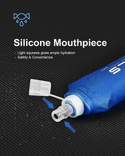 WRELS Soft Running Water Flask Soft Flasks Collapsible Soft Water Bottles Small BPA-Free for Sports Hiking Hydration Pack 5oz/8oz/17oz(BLUE,5oz*2) - color: Blue, style: 150ml/5oz-2 Pack