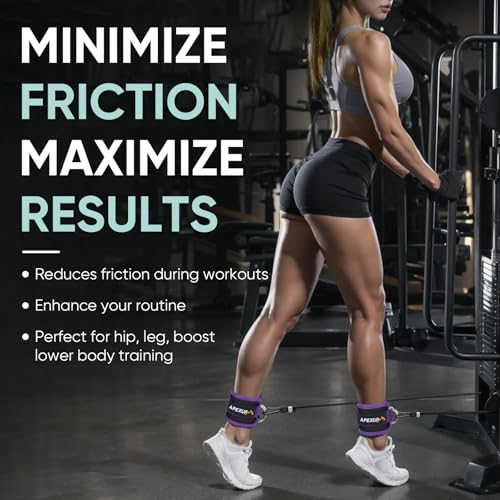 APEXUP Ankle Strap for Cable Machine, Ankle Resistance Bands, Cable Kick Back Ankle Straps for Gym, Glute Workouts, Leg Extensions, Adjustable Straps with Neoprene Padding - color: Black+Purple, style: Pair