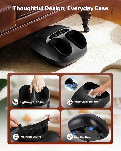 KNQZE Shiatsu Foot Massager with Heat for Plantar Fasciitis, FSA Eligible - color: Black