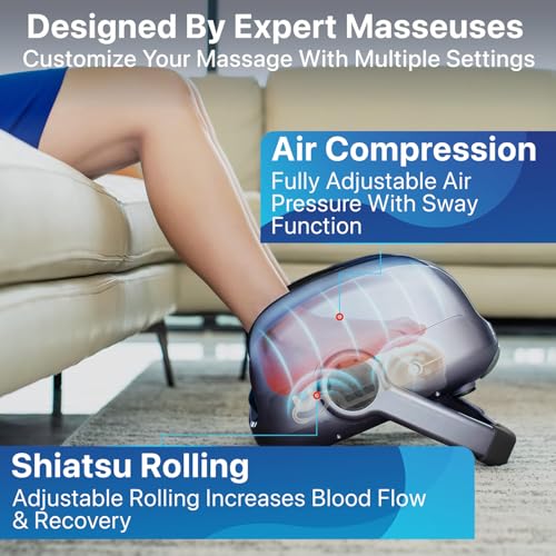 Miko Shiatsu Foot Massager with Heat and Deep Kneading - color: Charcoal-grey
