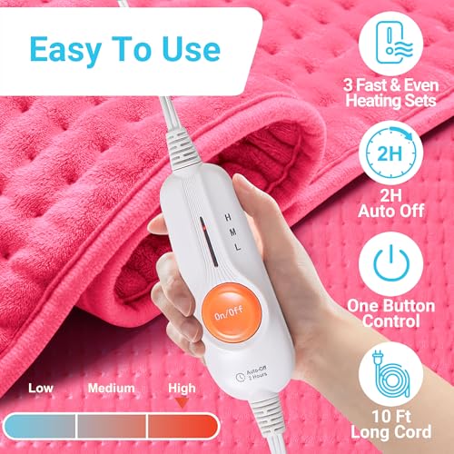 Boileau Electric Heating Pad for Back Relief, Extra Large 17"x33" XXXL - color: Pink