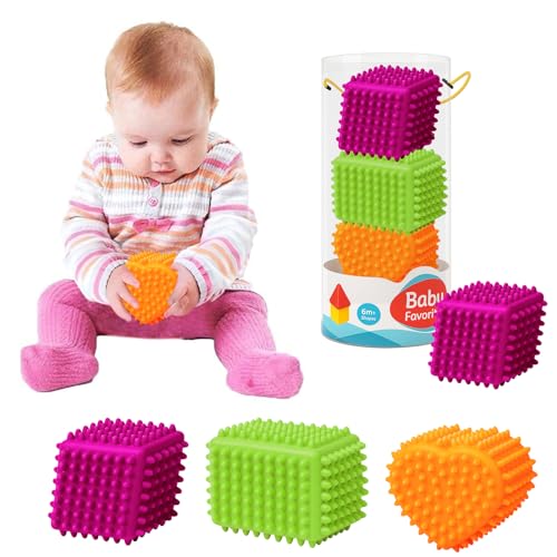 Sensory Balls Baby, 3PCS Soft Spiky Teething Ball 6 to 12 Months - color: Bright Pyramid Soft-Spike Balls