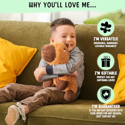 Happy Fuel Capybara Microwavable & Weighted Stuffed Animals -1.5 Lbs Unscented Heating Pad for Period Cramps Pain Relief and Anxiety, Cute Capybara Plush Toys Gifts for Women Girls Adults and Kids - color: Capybara