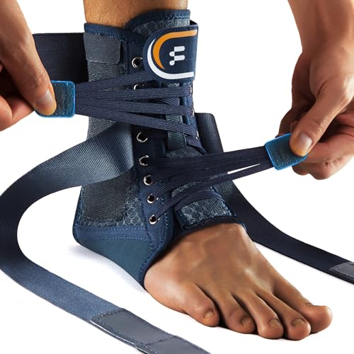 Ankle Brace for Men Women with Removable Side Splints Figure 8 Strap - color: Blue, size: M