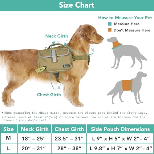 PetAmi Dog Backpack for Medium Large Dogs, Hiking Saddle Bag, Tan Canvas - color: Tan Canvas, size: Large
