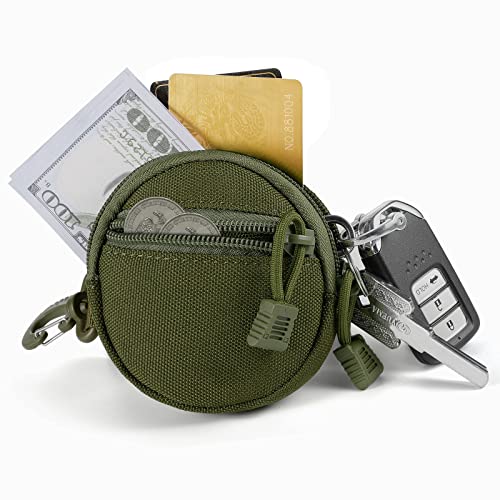 FRTKK 2 Pack Tactical Compact EDC Pouches Military Molle Utility Pouch Accessories Organizer Pouch Coin Purse Keychain Pocket Credit Card Holder Waist Pack - color: Army green