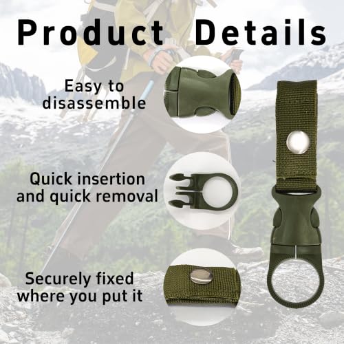 pson 4Pcs 1.37 Inch Portable Water Bottle Clip Holder, Hanging Bottle Buckle Keychain Ring for Outdoor Camping Hiking Travel(Army green) - color: Army green