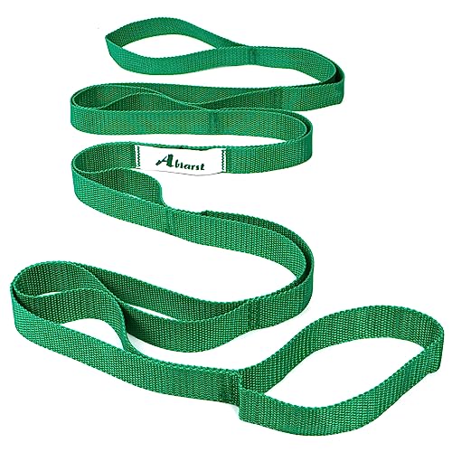 Abiarst Stretching Strap Yoga Straps for Physical Therapy, 10 Loops Non-Elastic Stretch Band for Pilates, Flexibility, Exercise and Gymnastics - color: 1-Pack (Green)