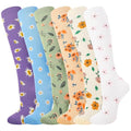 6 Pairs Compression Socks for Women Men - color: Floral