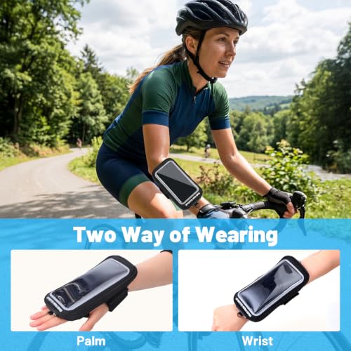 Amabro Wristband Phone Holder for Running, Forearm Armbands with Adjustable Lanyard, Non Slip Clear Crossbody Phone Pouch Purse with Card Slot for Walking Running Workout
