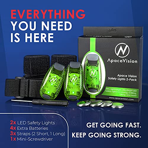 LED Safety Light (2 Pack) with Bonus Items – Clip On Strobe/Running Lights for Runners, Dogs, Bikes, Walking and More - color: Green