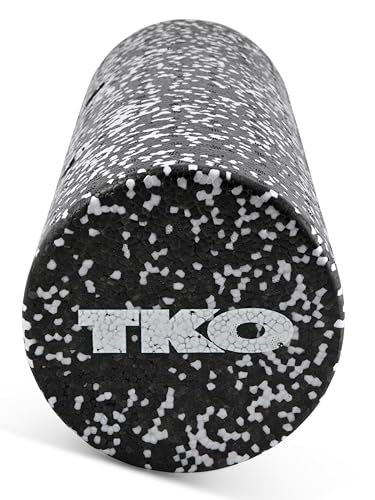 TKO 24 Inch High-Density Foam Roller | Deep Tissue Muscle Recovery & Exercise Tool | Durable Black Roller for Yoga, Pilates, Physical Therapy, and Relieving Muscle Soreness - White/Black