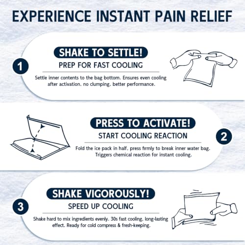 General Medi Instant Ice Cold Pack (4”x 5.5”) – 25 Packs Disposable Cold Therapy Ice Packs for Pain Relief, Swelling, Inflammation, Sprains, Toothache – for Athletes & Outdoor Activities - size: 25 Count (Pack of 1)