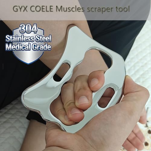 Muscle Scraper Tool Set, Stainless Steel IASTM Kit for Fascia Release, Scar Tissue Massage, Scraping Tool Physical Therapy(3 pcs) - style: GYX COELE-3 set B
