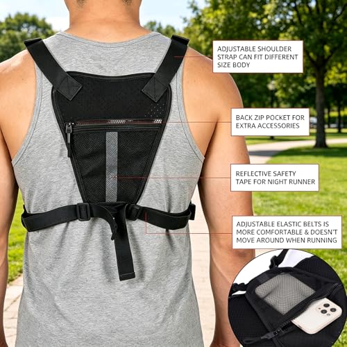 Running Chest Bag Tactical Running Vest with Pistol Holster Versatile Motorcycle Chest Pouch CCW Chest Pack