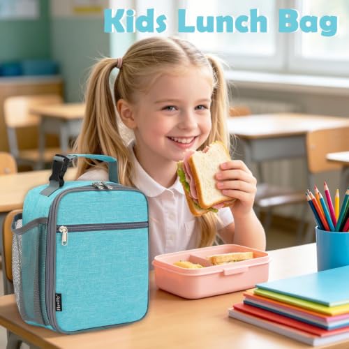 FlowFly Kids Lunch box Insulated Soft Bag Mini Cooler Back to School Thermal Meal Tote Kit for Girls, Boys, Sea Blue - color: Sea Blue
