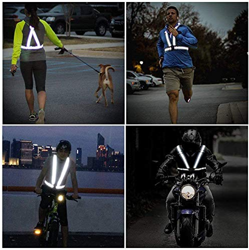 Reflective Vest Running Gear 3Pack, Adjustable Safety Vests High Visible Reflective Belt Straps - color: Pink,green,black