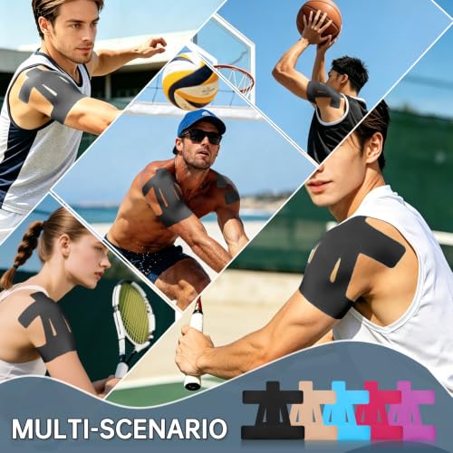 Precut Kinesiology Tape for Shoulder, 10 Pcs, Black - color: Black, size: 10 Pcs
