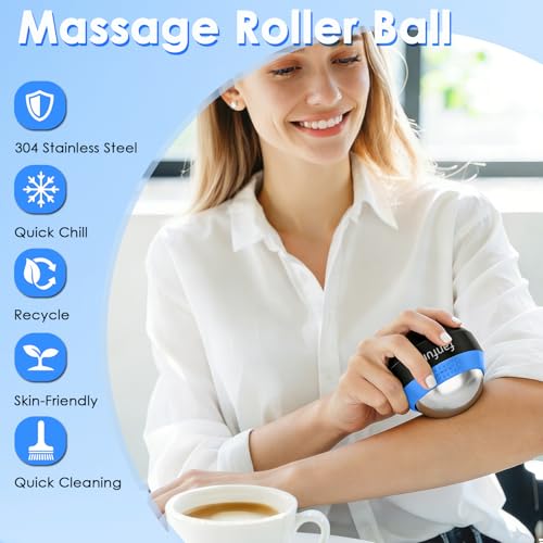 Massage Ice Roller Ball - Cold & Heat Therapy Roller for Deep Tissue Massage Pain Relief, Plantar Fasciitis Roller (Black & Blue) - color: Black & Blue