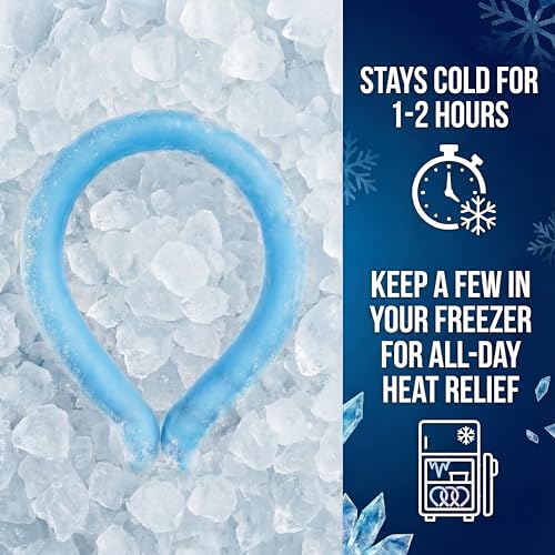 CoolTimeUSA Neck Cooling Tube | Wearable Cooling Neck Wraps for Summer Heat I Hands Free Cold Pack | Reusable Cooler (Blue) - color: Blue