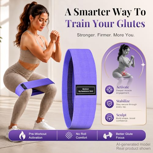 Glute Workout Equipment, Ankle Resistance Bands with Cuffs & Fabric Bands Set for Women, Exercise Board for Kickbacks,Glutes, Hip Thrusts, Thighs & Legs Workout,Portable Home Gym Fitness