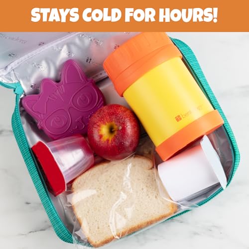 Kids Hard Ice Packs 3 Pack, Slim Reusable Freezer Packs for Lunch Boxes - color: Kitty Cat