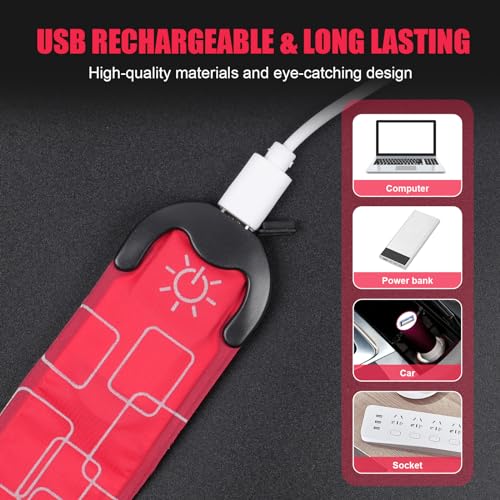Aucuu Reflective Running Gear Set, Magnetic LED Clip Lights, Rechargeable Magnet Clip, Running Safety Lights with 3 Lighting Modes, High Visibility, Brightly Luminous for Night Running, Cycling - color: #3 Red