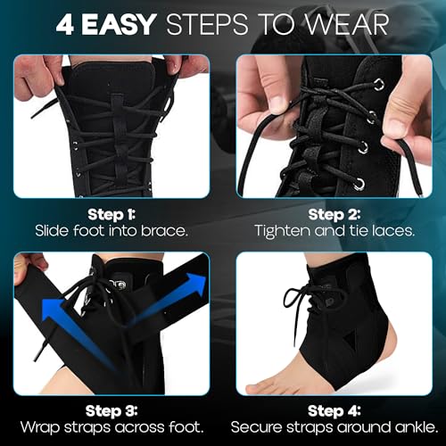 Ankle Brace lace up Stabilizers Adjustable Ankle Support for Sports Protect, Sprained Ankle, Ligament Damage, Injury Recovery - size: Large