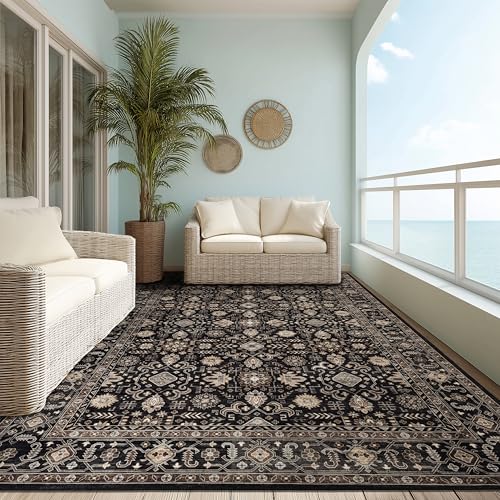 Ruaruarug Washable Area Rug 10×14 for Living Room, Ultra Soft, Black Gold - color: Black Gold, size: 10' x 14' (Rectangular)