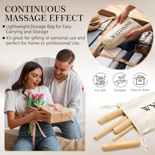 Bamboo Massage Sticks,Guasha Massage Roller Tool for Body Shaping & Relaxing Muscles 5pcs (1.2Inch*6.3Inch) - size: 1.2Inch*6.3 Inch