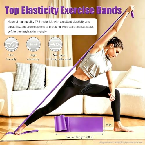 Long Resistance Bands for Working Out, Physical Therapy, Yoga & Pilates - color: Purple