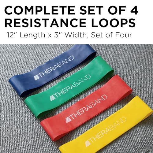 THERABAND Resistance Band Loop Set, 12", Exercise, Workout, Therapy - color: Yellow/Red/Green/Blue, size: 12 inch