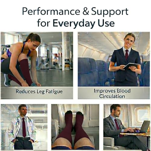 Diamond Star 6 Pairs Compression Socks for Men & Women, Knee High Socks - color: 6 Pairs Burgundy