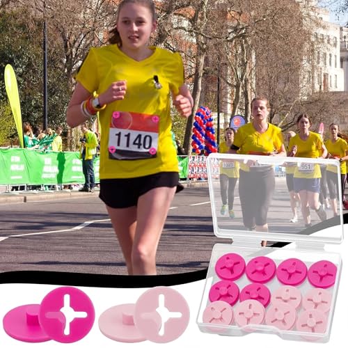 Wavwavw 12 Race Bib Clips Running Number Holder - color: Pink and Rose Red
