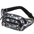 AIBEARTY Kids Fanny Pack Boys Small Camouflage Waist Pack Belt Waist Bag Pack Pouch with Adjustable Strap for Children Sport Running, Camping, Trip - color: B Grey