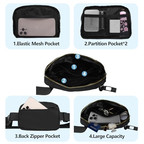 Waist Belt Bag Fashion Fanny Women and Men Gift Waist Pack With Adjustable Strap For Travel Running Hiking Walking Black - color: Black Fanny Pack
