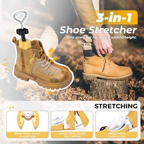 2 Piece Shoe Stretcher Boot Stretcher for Men & Women, 3-Way Shoe Widener - color: Yellow, size: Men 4.5-7.5,Women 6-9