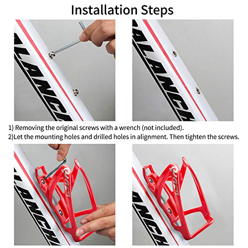 Suruid Bike Water Bottle Cage, Universal Bike Water Drink Holder, Durable Ultralight Plastic Water Bottle Holder for Bicycle, Cycling Bottle Cages for MTB, Road Bike, Mountain Bikes, 2 Pack - Red - color: Red