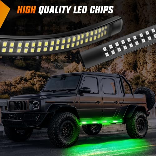 Nilight 2PCS 70 Inch Running Board LED Lights Strip Green White for Truck - color: Green White