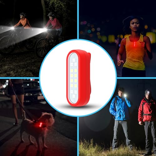 Running Lights for Runners, Rechargeable Walking Light for Night Walking, Portable Hands Free Flashlight for Walkings Dog, Safety Lights for Walkings at Night, Clip Light Flashing Camping(1Pcs Red)