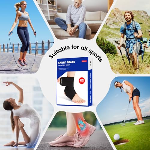Galvaran Ankle Brace for Men & Women,Ultra Thin Adjustable Compression Ankle Wrap，Ankle Support for Plantar Fasciitis, Sprained Foot, Tendinitis, Swelling, Minor Sprains, Sports, One Size