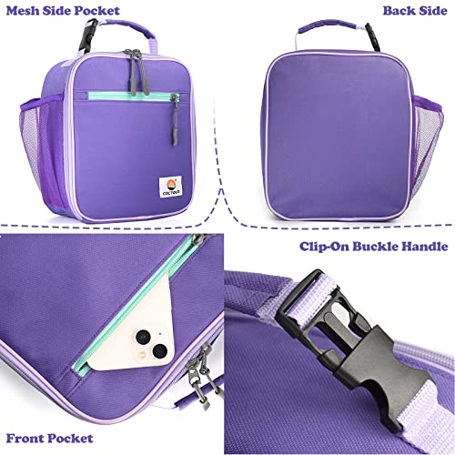 CaCTOUR Lunch Box Kids,2 Packs Insulated Lunch Bag for Girls Boys,Soft Bag Mini Cooler Back to School Thermal Reusable Lunch Bag for Work School Picnic (Blue & Purple) - color: Blue/Purple